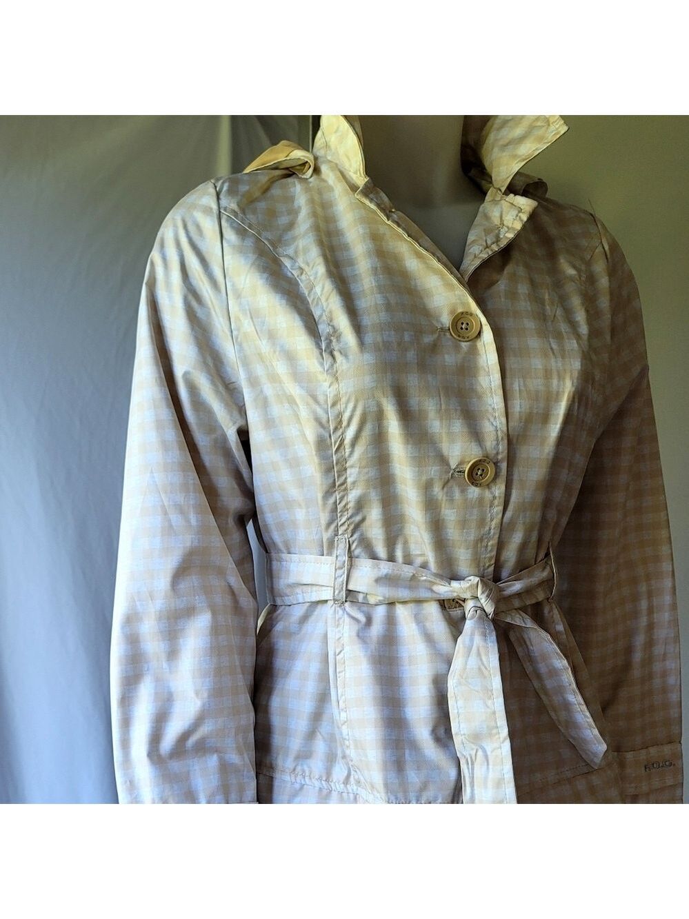 F.O.G. by London Fog Plaid Trench Coat Size 16